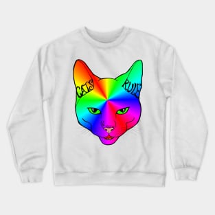 Cats Rule Rainbow Meow Crewneck Sweatshirt